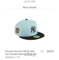 HC Exclusive New Era 59Fifty New York Yankees Stadium Patch Hat Mint Size 7 1/8