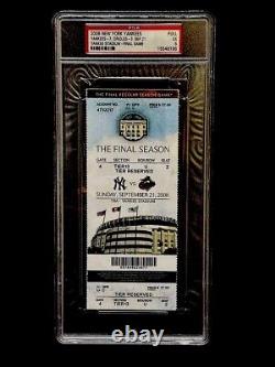 Historic 2008 Final Game At Old Yankee Stadium FULL Ticket PSA Yankees 9/21/08