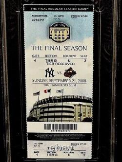 Historic 2008 Final Game At Old Yankee Stadium FULL Ticket PSA Yankees 9/21/08