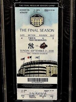 Historic 2008 Final Game At Old Yankee Stadium FULL Ticket PSA Yankees 9/21/08