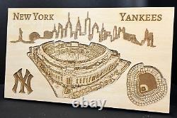 IWoodMD New York Yankees City & Stadium Wood Engraving 10x5.6 Frame