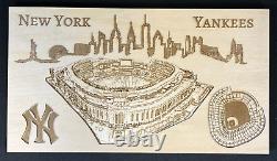 IWoodMD New York Yankees City & Stadium Wood Engraving 10x5.6 Frame