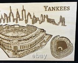 IWoodMD New York Yankees City & Stadium Wood Engraving 10x5.6 Frame