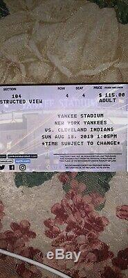 Indians V Yankees at Yankee stadium tickets and parking pass Aug 18