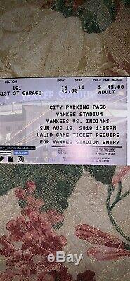 Indians V Yankees at Yankee stadium tickets and parking pass Aug 18