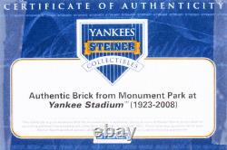 Joe Dimaggio New York Yankees Stadium Brick Framed Monument Park Steiner Mlb Coa