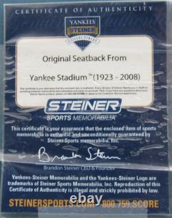 Joe Torre HOF Signed/Inscribed Old Yankee Stadium Seat Back #6 Steiner 200967