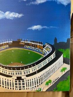 John McMahon Yankee Stadium, Bronx New York Oil Painting Signed