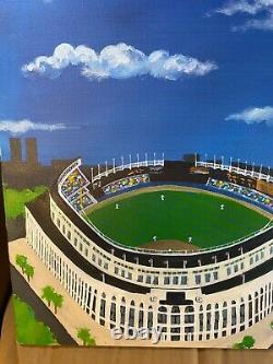 John McMahon Yankee Stadium, Bronx New York Oil Painting Signed
