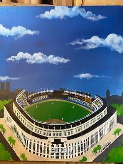 John McMahon Yankee Stadium, Bronx New York Oil Painting Signed