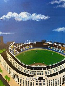 John McMahon Yankee Stadium, Bronx New York Oil Painting Signed