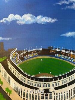 John McMahon Yankee Stadium, Bronx New York Oil Painting Signed