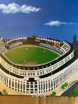 John McMahon Yankee Stadium, Bronx New York Oil Painting Signed