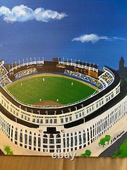 John McMahon Yankee Stadium, Bronx New York Oil Painting Signed