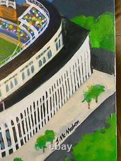 John McMahon Yankee Stadium, Bronx New York Oil Painting Signed