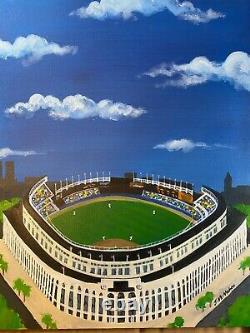 John McMahon Yankee Stadium, Bronx New York Oil Painting Signed