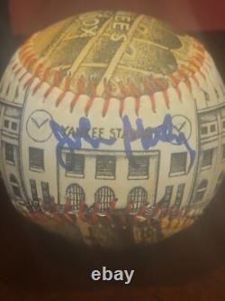John sterling signed new york yankees baseball ball yankee stadium design Logo
