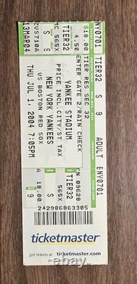July 1 2004 Yankees vs Red Sox Ticket Stub Yankee Stadium Derek Jeter The Dive