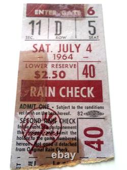 July 4,1964, Vintage Yankees Ticket Stub, MANTLE Hits 3HR, vs MINNESOTA TWINS