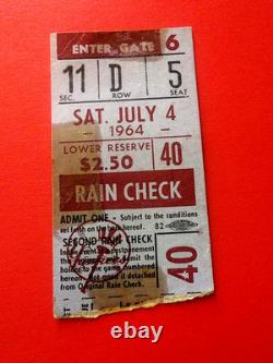 July 4,1964, Vintage Yankees Ticket Stub, MANTLE Hits 3HR, vs MINNESOTA TWINS