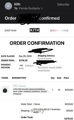 Kith For MLB New York Yankees Gorman Jacket. STADIUM. MEDIUM. Confirm Order