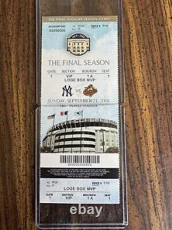 Last Game Played at Yankee Stadium Ticket 9/21/2008 Loge Boz MVP Rare Yankees