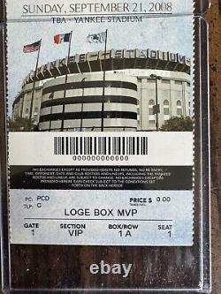 Last Game Played at Yankee Stadium Ticket 9/21/2008 Loge Boz MVP Rare Yankees
