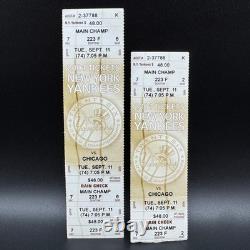 Lot (2) September 11, 2001 New York Yankees Ticket Stub + Unused Ticket Nr Mnt