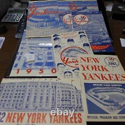 Lot of (10) 1950-1962 New York Yankees Stadium Programs/Scorecard Scored Good-VG