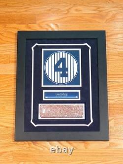 Lou Gehrig Yankee Stadium Monument Park Brick Framed with Retired #4 Steiner, MLB