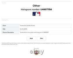 Lou Gehrig Yankee Stadium Monument Park Brick Framed with Retired #4 Steiner, MLB