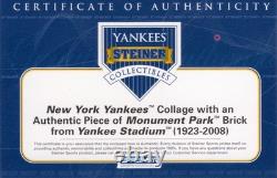 Lou Gehrig Yankee Stadium Monument Park Brick Framed with Retired #4 Steiner, MLB