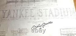 MICKEY MANTLE #7 SIGNED New York Yankee Stadium 1927 Blueprint 36 X 36 100% auth