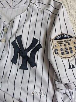 MLB Majestic Authentic New York Yankees Jeter Stadium Patch Baseball Jersey Sz60