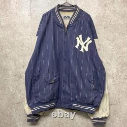 MLB Unused York Yankees 90s Reversible Embroidered Stadium Jacket 2XL Navy/Crea