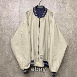 MLB Unused York Yankees 90s Reversible Embroidered Stadium Jacket 2XL Navy/Crea