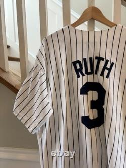 Majestic New York Yankees Babe Ruth #3 Pinstripe Jersey 2XL Yankee Stadium Patch