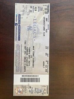 Mariano Rivera Last Final Career Game Pitched Ticket 9/26/2013 Yankee Stadium