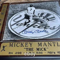 Mickey Mantle Signed Framed B&W Photo New York 1953 Yankees Stadium Bronx