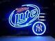 Miller Lite Beer New York Yankees 32x24 Neon Sign Light Lamp Stadium Display