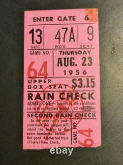 NEW YORK YANKEES Game Ticket Yankee Stadium- D/H Aug 23, 1956 MANTLE HR #164