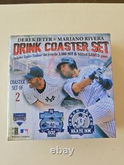 NIB Mint Derek Jeter / Mariano Riviera Yankees Stadium-Dirt Coaster Set, 2011
