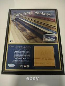 NYYankees 8x10 Plaque with GameUsed HomeDugout Bench from OriginalYankee Stadium