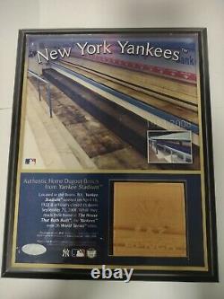 NYYankees 8x10 Plaque with GameUsed HomeDugout Bench from OriginalYankee Stadium