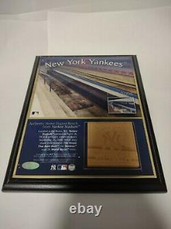 NYYankees 8x10 Plaque with GameUsed HomeDugout Bench from OriginalYankee Stadium