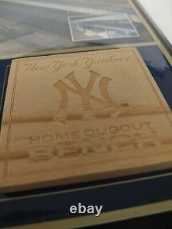 NYYankees 8x10 Plaque with GameUsed HomeDugout Bench from OriginalYankee Stadium