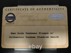 NYYankees 8x10 Plaque with GameUsed HomeDugout Bench from OriginalYankee Stadium