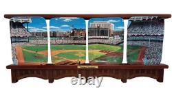 NY Yankee Stadium Panoramic Four Plate Danbury Mint with Wood Wall Mount Display