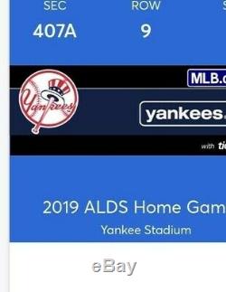 NY Yankees ALDS Game 2 Sat 10/5 2 Tickets Yankee Stadium Sec 407A Row 9