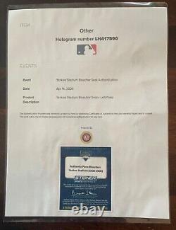 NY Yankees Bleacher Bench from Old Yankee Stadium, MLB Holo, 23 1/4